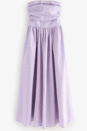 Next Seersucker Bandeau Midi Summer Dress AU 16 Petite