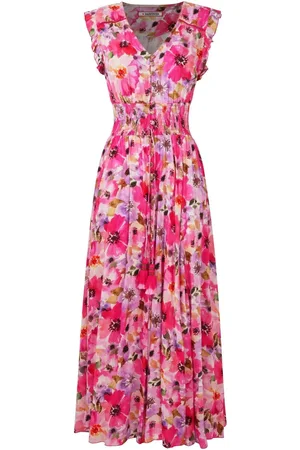 Joe Browns Sequin Embellished Shirred Waist Floral Maxi Dress AU 10