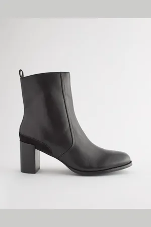 Next Black Forever Comfort Leather Ankle Heeled Boots AU 5.5 (EU 36)