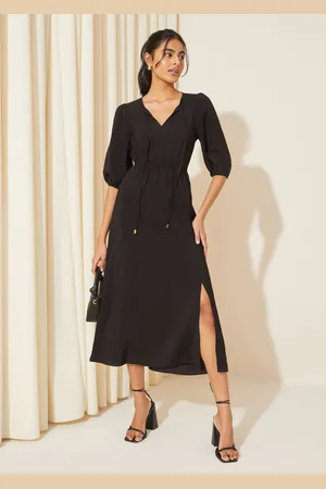 Friends Like These V-Neck Puff Sleeve Shirred Waist Dress AU 10
