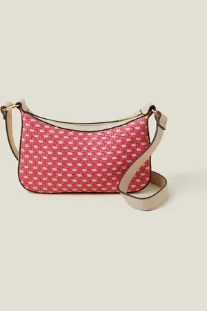 Accessorize Pink Weave Zip Top Cross-Body Bag one