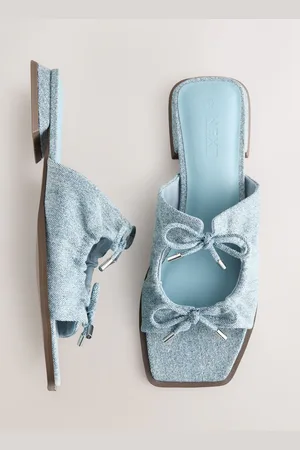 Next Denim Blue Standard/Wide Fit Forever Comfort Double Bow Mules AU 8.5 (EU 40)