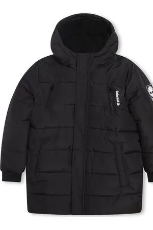 Timberland Black Hooded Logo Parka Coat 16 Years (176cm)