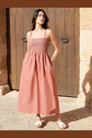 Threadbare Shirred Bodice 100% Cotton Midaxi Dress 14