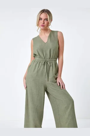 Roman Green Wide Leg Stretch Jumpsuit 18