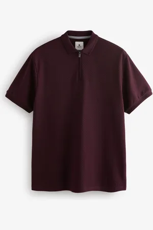 Next Short Sleeve Textured Quarter Zip Polo Shirts M