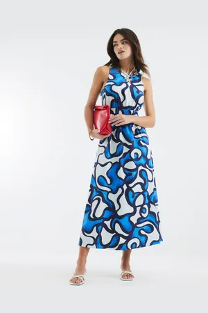 River Island Cut Out Poplin 100% Cotton Midi Dress 12