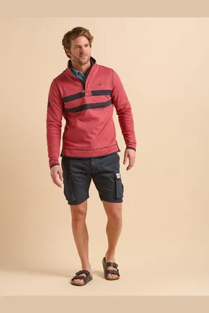 Brakeburn Red Green Stripe Quarter Zip Sweat Top XL