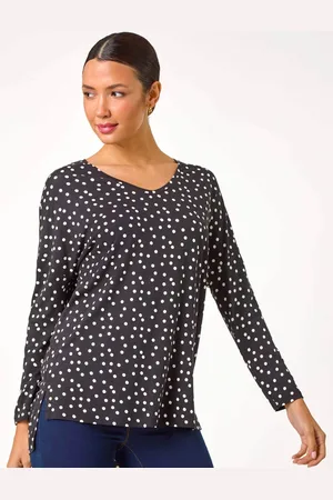 Roman Black Spot Print Stretch Tunic Top 18
