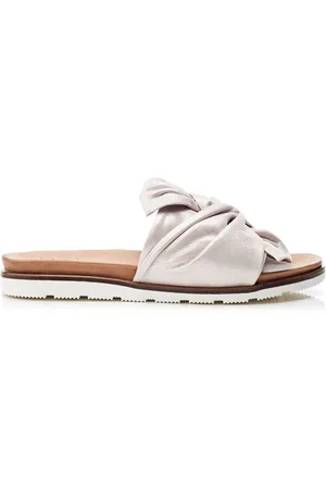 Moda In Pelle Jemini Twist Bow Flat White Leather Sandals AU 7 (EU 38)