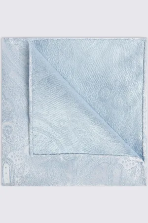 Moss Blue Wedding Paisley Pocket Square One