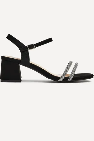 Linzi Black Bunty Block Heeled Sandals With Diamante Trim AU 6 (EU 37)