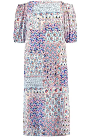 Live Unlimited London Curve Multi Mosaic Print Bardot Maxi Dress AU 20