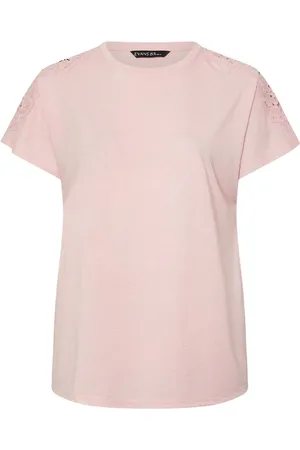 Evans Pink Crochet Shoulder T-Shirt AU 22-24