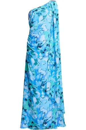 Gina Bacconi Amelie Printed Chiffon Maxi Dress With Beaded Shoulder AU 10