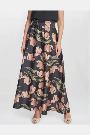 Gina Bacconi Dakota Satin Elastic Waist Skirt small