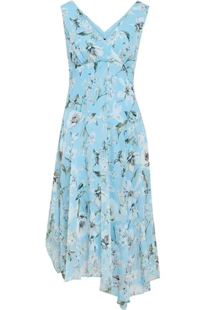 Gina Bacconi Cressida Floral Print Chiffon Asymmetric Hem Dress AU 8