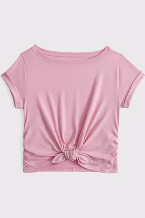 Abercrombie & Fitch Basic Short Sleeve Tie Front Cropped T-Shirt 11