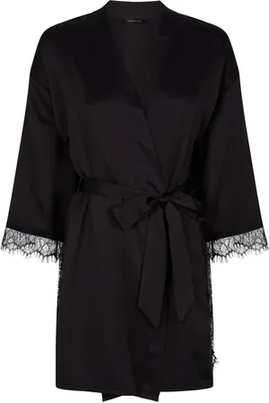 Ann Summers Black Satin Cherryann Robe Dressing Gown S