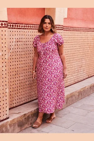 Live Unlimited London Floral Gathered Neck Midi Dress AU 26