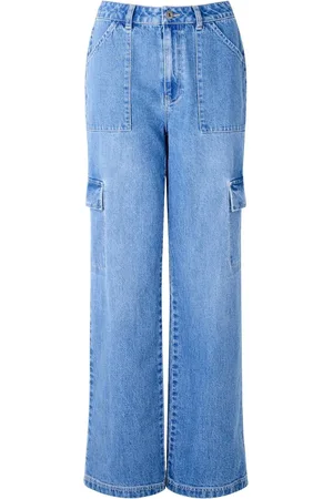 Joe Browns Blue High-Waisted Denim Cargo Trousers AU 12