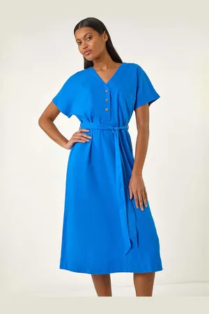 Roman Button Mix Midi Dress AU 16