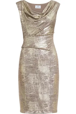 Gina Bacconi Payton Foil Print Cowl Neck Wrap Dress AU 18