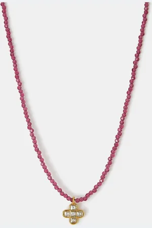 Accessorize Pink 14c Plated Clover Beaded Necklace One