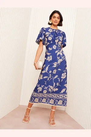 Friends Like These Satin Puff Sleeve Midi Dress AU 12