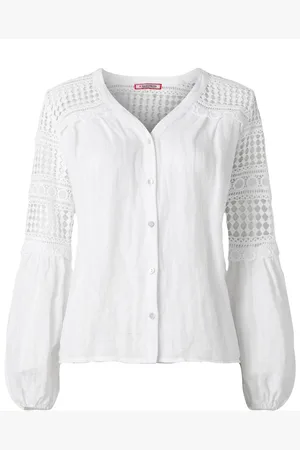 Joe Browns White Cut Out Linen Blouse AU 18