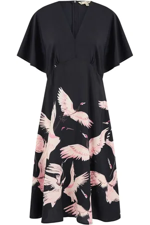 Yumi Fabric Crane Print Kimono Midi Dress AU 18
