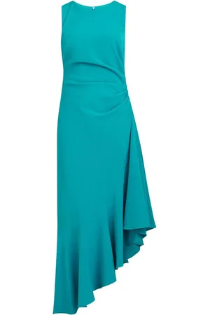 Gina Bacconi Paige Asymmetric Frill Hem Dress AU 16
