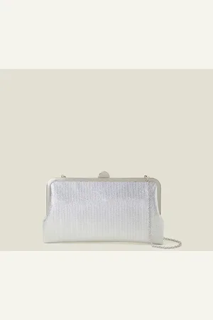 Accessorize Silver Metallic Clutch Bag One