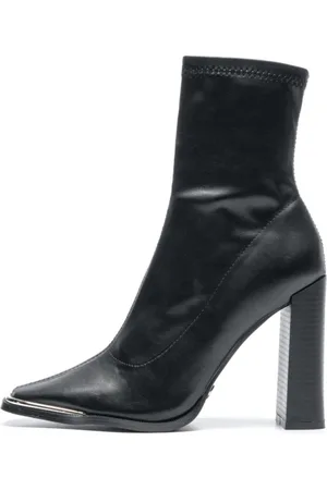 Novo Black Zapcle Metal Toe Detail High Block Heel Sock Boots AU 5 (EU 36)