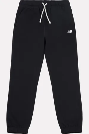 New Balance Black Boys 100% Cotton French Terry Small Logo Joggers 15