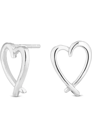 Simply Silver Sterling Silver Tone 925 Open Crossover Heart Stud Earrings one