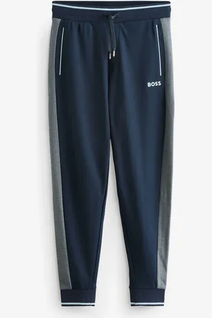 HUGO BOSS Blue Contrast Piping Cotton Tracksuit Bottoms S