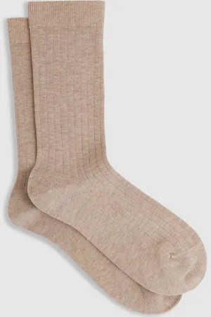 Reiss Oatmeal Felicia Cotton Blend Ribbed Loafer Socks 3-5