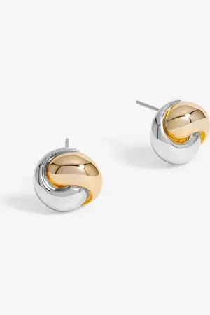 Jon Richard Metallic Two Tone Knot Stud Earrings One