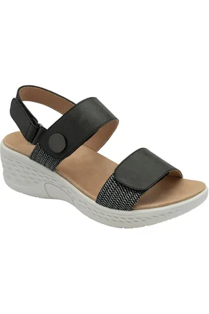 Dunlop Black Twin Strap Touch Fasten Wedge Sandals eu39uk6