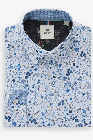 Next Print Regular Fit 100% Cotton Single Cuff Formal Shirt M