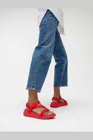 FitFlop Red F-mode Go Adj Webbing Flatform Z-strap Sandals AU 5 (EU 36)