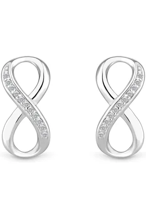 Simply Silver Silver Tone Sterling 925 Polished and Cubic Zirconia Infinity Stud Earrings one