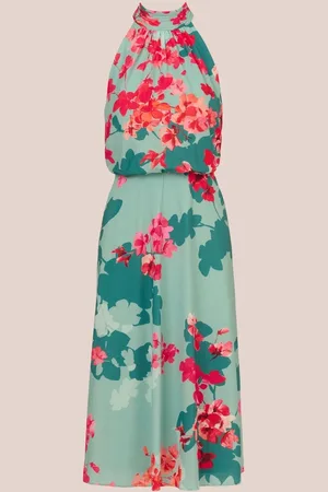 Adrianna Papell Halter Printed Midi Dress AU 10