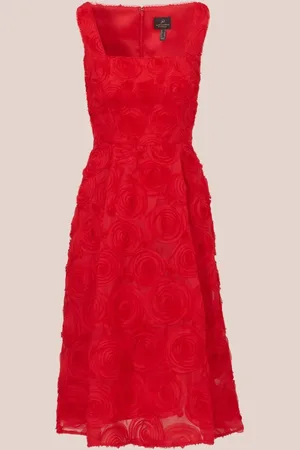 Adrianna Papell Soutache Rosette Midi Dress AU 18