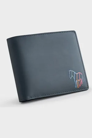 Paul Smith Navy Zebra Print Logo Leather Bifold Wallet onesize