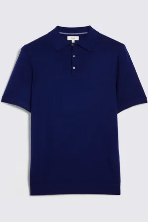 Moss Merino Knitted Polo Shirt S