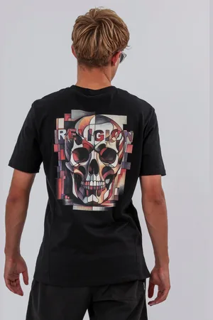 Religion Black Abstract 100% Cotton T-Shirt XL