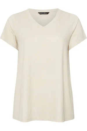 Evans Natural Short Sleeve Modal Rich Ribbed T-Shirt 20
