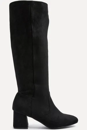 Linzi Black Suede Frosty Block Heeled High Leg Boots AU 7 (EU 38)